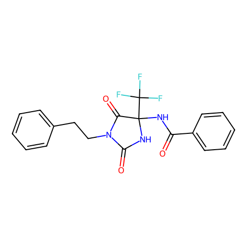 N-[2,5-dioxo-1-(2-phenylethyl)-4-(trifluoromethyl)imidazolidin-4-yl]benzamide structure