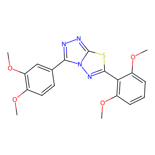 6-(2,6-dimethoxyphenyl)-3-(3,4-dimethoxyphenyl)-[1,2,4]triazolo[3,4-b][1,3,4]thiadiazole structure