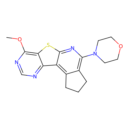 4-(7-methoxy-2,3-dihydro-1H-cyclopenta[4',5']pyrido[3',2':4,5]thieno[3,2-d]pyrimidin-4-yl)morpholine structure