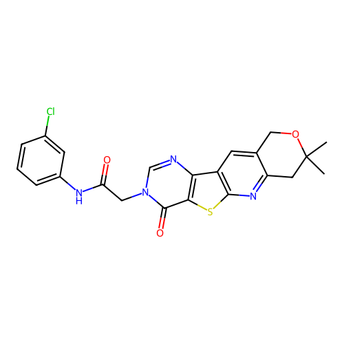 N-(3-chlorophenyl)-2-(8,8-dimethyl-4-oxo-7,10-dihydro-8H-pyrano[3'',4'':5',6']pyrido[3',2':4,5]thieno[3,2-d]pyrimidin-3(4H)-yl)acetamide structure