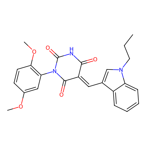 1-(2,5-dimethoxyphenyl)-5-[(1-propylindol-3-yl)methylidene]-1,3-diazinane-2,4,6-trione structure