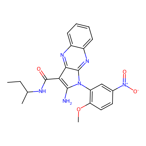 2-amino-N-butan-2-yl-1-(2-methoxy-5-nitrophenyl)pyrrolo[3,2-b]quinoxaline-3-carboxamide structure