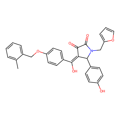 (4E)-1-(furan-2-ylmethyl)-4-(hydroxy{4-[(2-methylbenzyl)oxy]phenyl}methylidene)-5-(4-hydroxyphenyl)pyrrolidine-2,3-dione structure