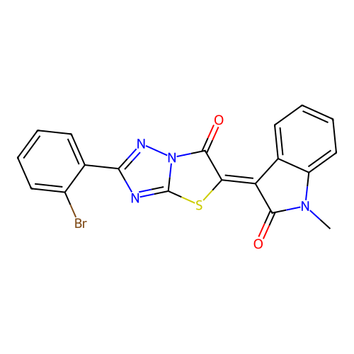 (Z)-2-(2-bromophenyl)-5-(1-methyl-2-oxoindolin-3-ylidene)thiazolo[3,2-b][1,2,4]triazol-6(5H)-one structure