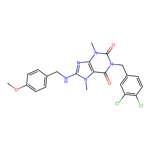 1-(3,4-dichlorobenzyl)-8-((4-methoxybenzyl)amino)-3,7-dimethyl-1H-purine-2,6(3H,7H)-dione structure