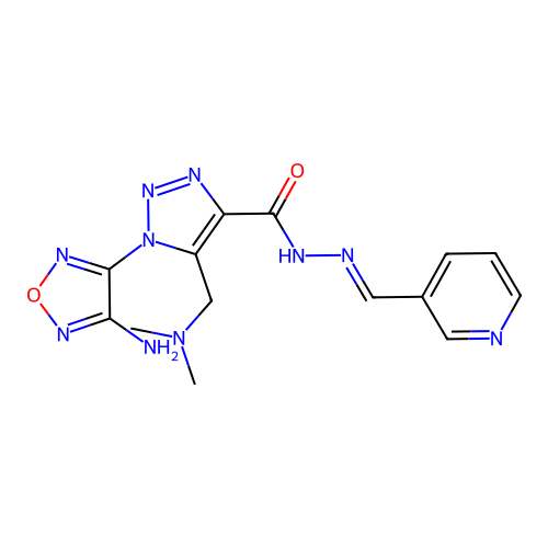 (E)-1-(4-amino-1,2,5-oxadiazol-3-yl)-5-((dimethylamino)methyl)-N'-(pyridin-3-ylmethylene)-1H-1,2,3-triazole-4-carbohydrazide structure