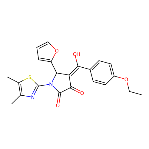 (4E)-1-(4,5-dimethyl-1,3-thiazol-2-yl)-4-[(4-ethoxyphenyl)(hydroxy)methylidene]-5-(furan-2-yl)pyrrolidine-2,3-dione structure