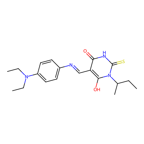 (5E)-1-butan-2-yl-5-[[4-(diethylamino)anilino]methylidene]-2-sulfanylidene-1,3-diazinane-4,6-dione structure