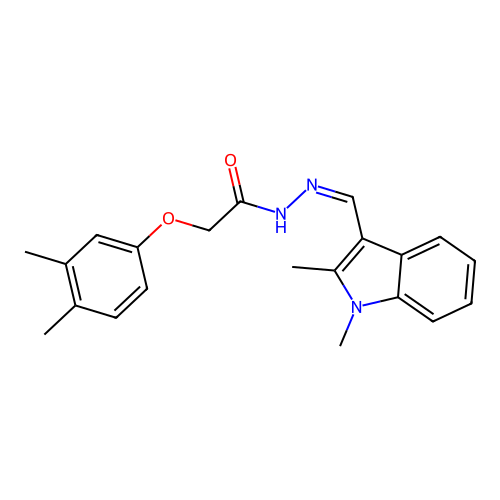 (Z)-N'-((1,2-dimethyl-1H-indol-3-yl)methylene)-2-(3,4-dimethylphenoxy)acetohydrazide structure