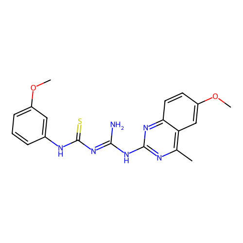 1-[N-(6-methoxy-4-methylquinazolin-2-yl)carbamimidoyl]-3-(3-methoxyphenyl)thiourea structure