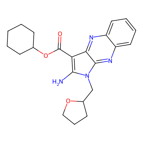 Cyclohexyl 2-amino-1-(oxolan-2-ylmethyl)pyrrolo[3,2-b]quinoxaline-3-carboxylate structure