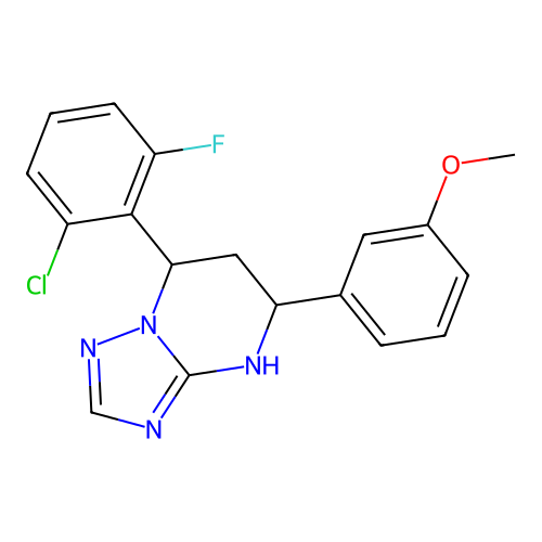 7-(2-chloro-6-fluorophenyl)-5-(3-methoxyphenyl)-1,5,6,7-tetrahydro-[1,2,4]triazolo[1,5-a]pyrimidine structure