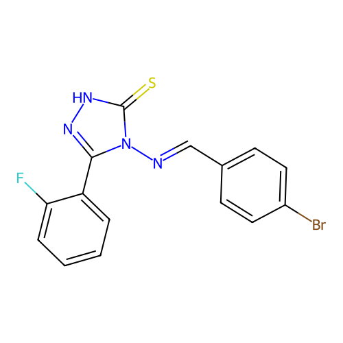 4-((4-BR-Benzylidene)amino)-5-(2-F-phenyl)-4H-1,2,4-triazol-3-YL hydrosulfide structure