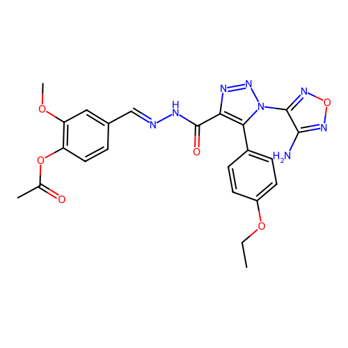 (E)-4-((2-(1-(4-amino-1,2,5-oxadiazol-3-yl)-5-(4-ethoxyphenyl)-1H-1,2,3-triazole-4-carbonyl)hydrazono)methyl)-2-methoxyphenyl acetate structure