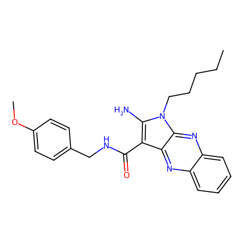 2-amino-N-(4-methoxybenzyl)-1-pentyl-1H-pyrrolo[2,3-b]quinoxaline-3-carboxamide structure