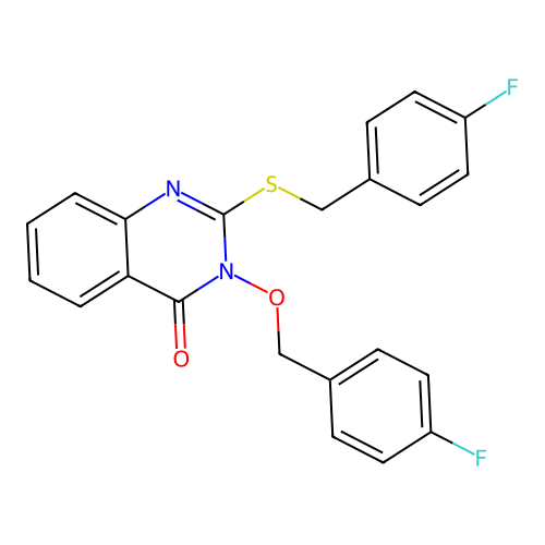 3-[(4-fluorobenzyl)oxy]-2-[(4-fluorobenzyl)sulfanyl]quinazolin-4(3H)-one structure