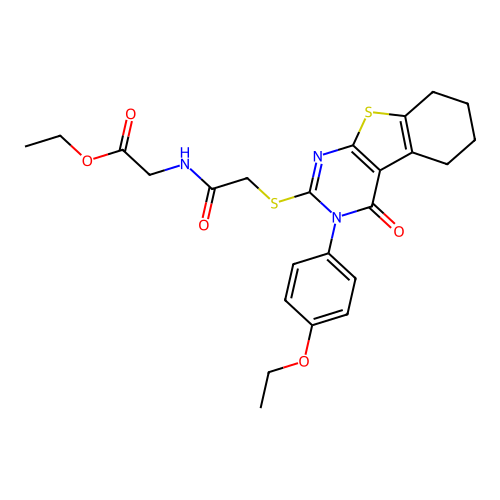 ethyl 2-(2-((3-(4-ethoxyphenyl)-4-oxo-3,4,5,6,7,8-hexahydrobenzo[4,5]thieno[2,3-d]pyrimidin-2-yl)thio)acetamido)acetate structure