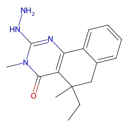 5-ethyl-2-hydrazinyl-3,5-dimethyl-5,6-dihydrobenzo[h]quinazolin-4(3H)-one structure