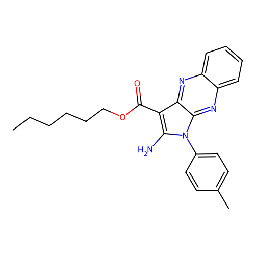 hexyl 2-amino-1-(4-methylphenyl)-1H-pyrrolo[2,3-b]quinoxaline-3-carboxylate structure