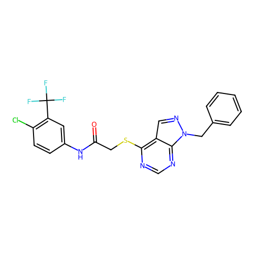 C21H15ClF3N5OS structure