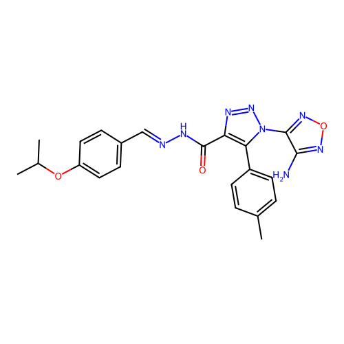 (E)-1-(4-amino-1,2,5-oxadiazol-3-yl)-N'-(4-isopropoxybenzylidene)-5-(p-tolyl)-1H-1,2,3-triazole-4-carbohydrazide structure