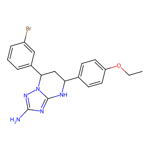 7-(3-bromophenyl)-5-(4-ethoxyphenyl)-4,5,6,7-tetrahydro[1,2,4]triazolo[1,5-a]pyrimidin-2-amine structure