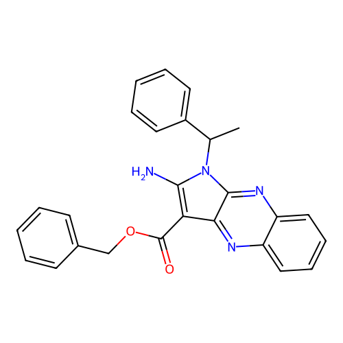 benzyl 2-amino-1-(1-phenylethyl)-1H-pyrrolo[2,3-b]quinoxaline-3-carboxylate structure