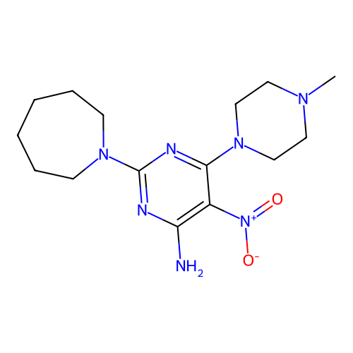 2-(Azepan-1-yl)-6-(4-methylpiperazin-1-yl)-5-nitropyrimidin-4-amine structure