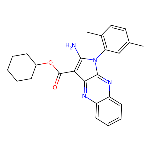 cyclohexyl 2-amino-1-(2,5-dimethylphenyl)-1H-pyrrolo[2,3-b]quinoxaline-3-carboxylate structure