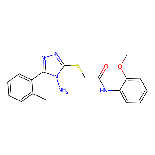 2-((4-amino-5-(o-tolyl)-4H-1,2,4-triazol-3-yl)thio)-N-(2-methoxyphenyl)acetamide structure