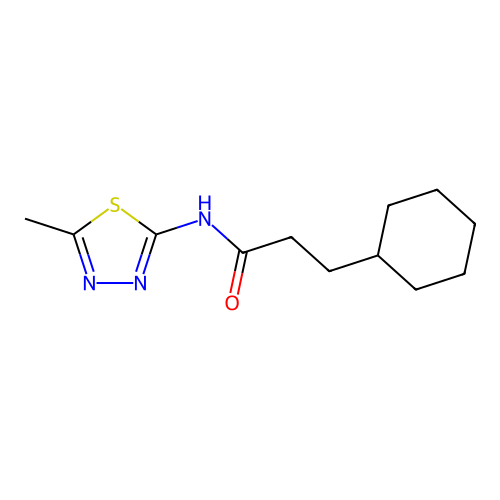 3-cyclohexyl-N-(5-methyl-1,3,4-thiadiazol-2-yl)propanamide structure