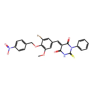 5-{3-bromo-5-methoxy-4-[(4-nitrobenzyl)oxy]benzylidene}-1-phenyl-2-thioxodihydro-4,6(1H,5H)-pyrimidinedione structure