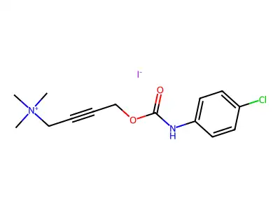 4-(4-Chlorophenylcarbamoyloxy)-2-butynyl-trimethylammonium structure