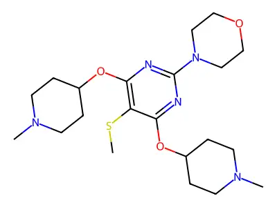 Morpholine, 4-((4,6-bis(1-methyl-4-piperidinyl)oxy)-5-(methylthio)-2-pyrimidinyl)- structure
