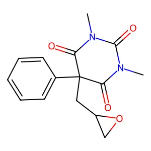 1,3-Dimethyl-5-(oxiran-2-ylmethyl)-5-phenyl-1,3-diazinane-2,4,6-trione structure