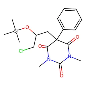 5-[3-Chloro-2- propyl]-1,3-dimethyl-5-phenyl-2,4,6 -pyrimidinetrione structure