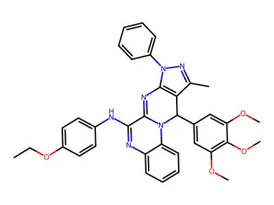 N-(4-ethoxyphenyl)-10-methyl-8-phenyl-11-(3,4,5-trimethoxyphenyl)-8,11-dihydropyrazolo[3',4':4,5]pyrimido[1,2-a]quinoxalin-6-amine structure