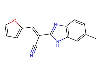 3-(furan-2-yl)-2-(6-methyl-1H-benzimidazol-2-yl)prop-2-enenitrile structure