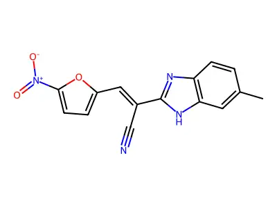 2-(6-methyl-1H-benzimidazol-2-yl)-3-(5-nitro-2-furanyl)-2-propenenitrile structure