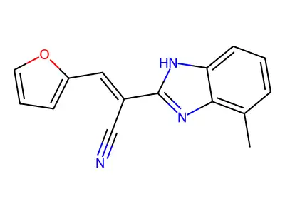 3-(furan-2-yl)-2-(4-methyl-1H-benzimidazol-2-yl)prop-2-enenitrile structure
