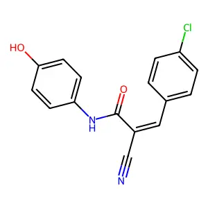 (Z)-3-(4-chlorophenyl)-2-cyano-N-(4-hydroxyphenyl)prop-2-enamide structure