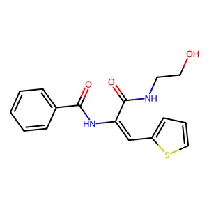 N-[1-{[(2-hydroxyethyl)amino]carbonyl}-2-(2-thienyl)vinyl]benzamide structure