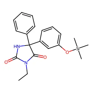 3-Ethyl-5-phenyl-5-(3-trimethylsilyloxyphenyl)imidazolidine-2,4-dione structure