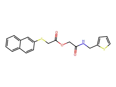 [2-Oxo-2-(thiophen-2-ylmethylamino)ethyl] 2-naphthalen-2-ylsulfanylacetate structure
