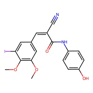 2-cyano-N-(4-hydroxyphenyl)-3-(3-iodo-4,5-dimethoxyphenyl)acrylamide structure