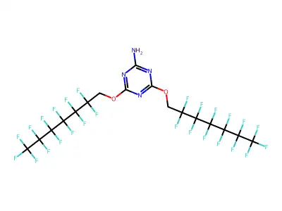 4,6-bis[(2,2,3,3,4,4,5,5,6,6,7,7,7-tridecafluoroheptyl)oxy]-1,3,5-triazin-2-amine structure