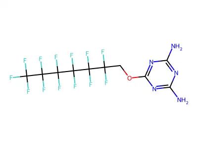 6-[(2,2,3,3,4,4,5,5,6,6,7,7,7-tridecafluoroheptyl)oxy]-1,3,5-triazine-2,4-diamine structure