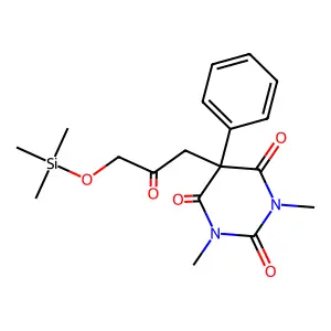 2,4,6(1H,3H,5H)-Pyrimidinetrione, 1,3-dimethyl-5-[2-oxo-3-[(trimethylsilyl)oxy]propyl]-5-phenyl- structure