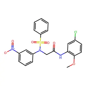 2-[N-(benzenesulfonyl)-3-nitroanilino]-N-(5-chloro-2-methoxyphenyl)acetamide structure