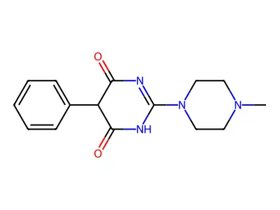 4,6(1H,5H)-Pyrimidinedione, 2-(4-methyl-1-piperazinyl)-5-phenyl- structure